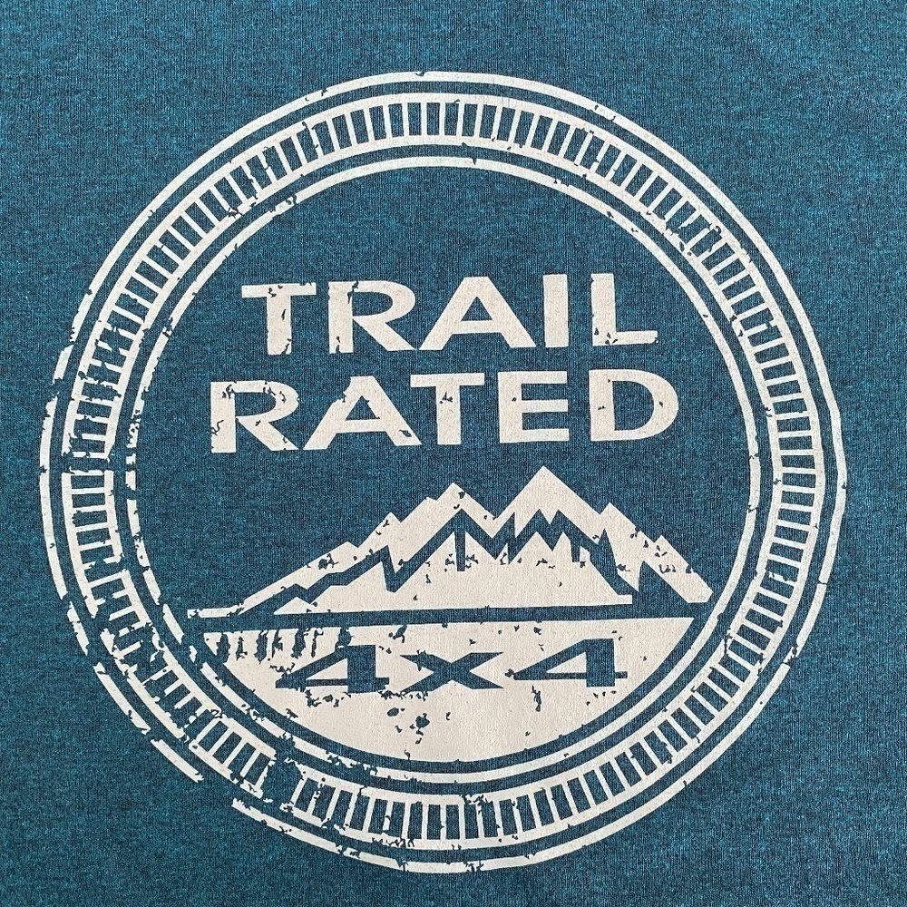 Men's Jeep Trail Rated short sleeve t-shirt teal blue size large